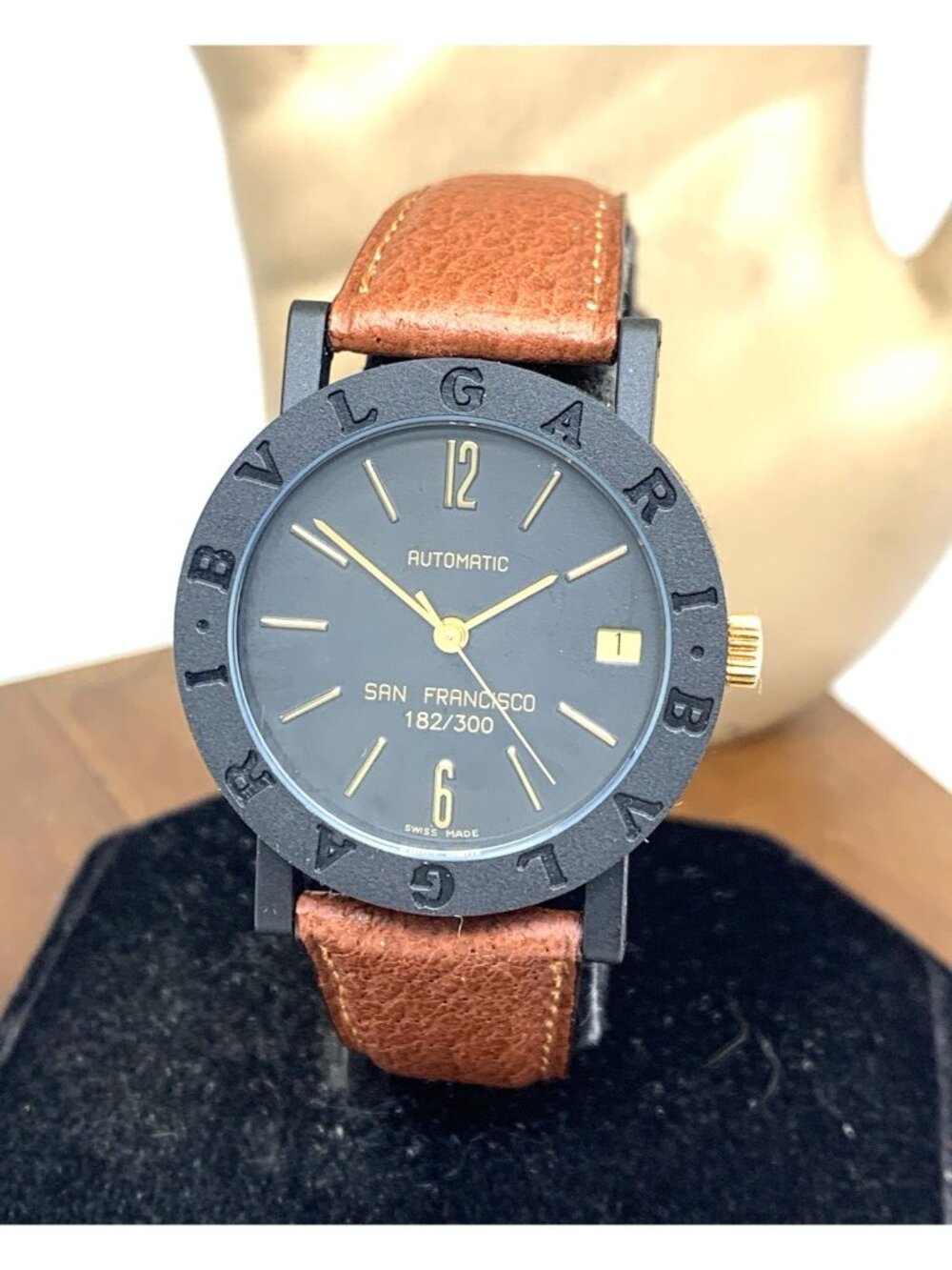 Bvlgari Watch Limited Edition San Francisco Swiss Automatic Black Dial Leather